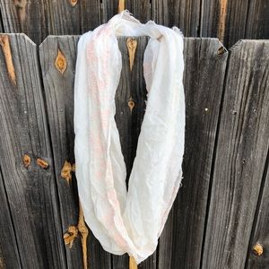 Ivory and Pink Infinity Scarf